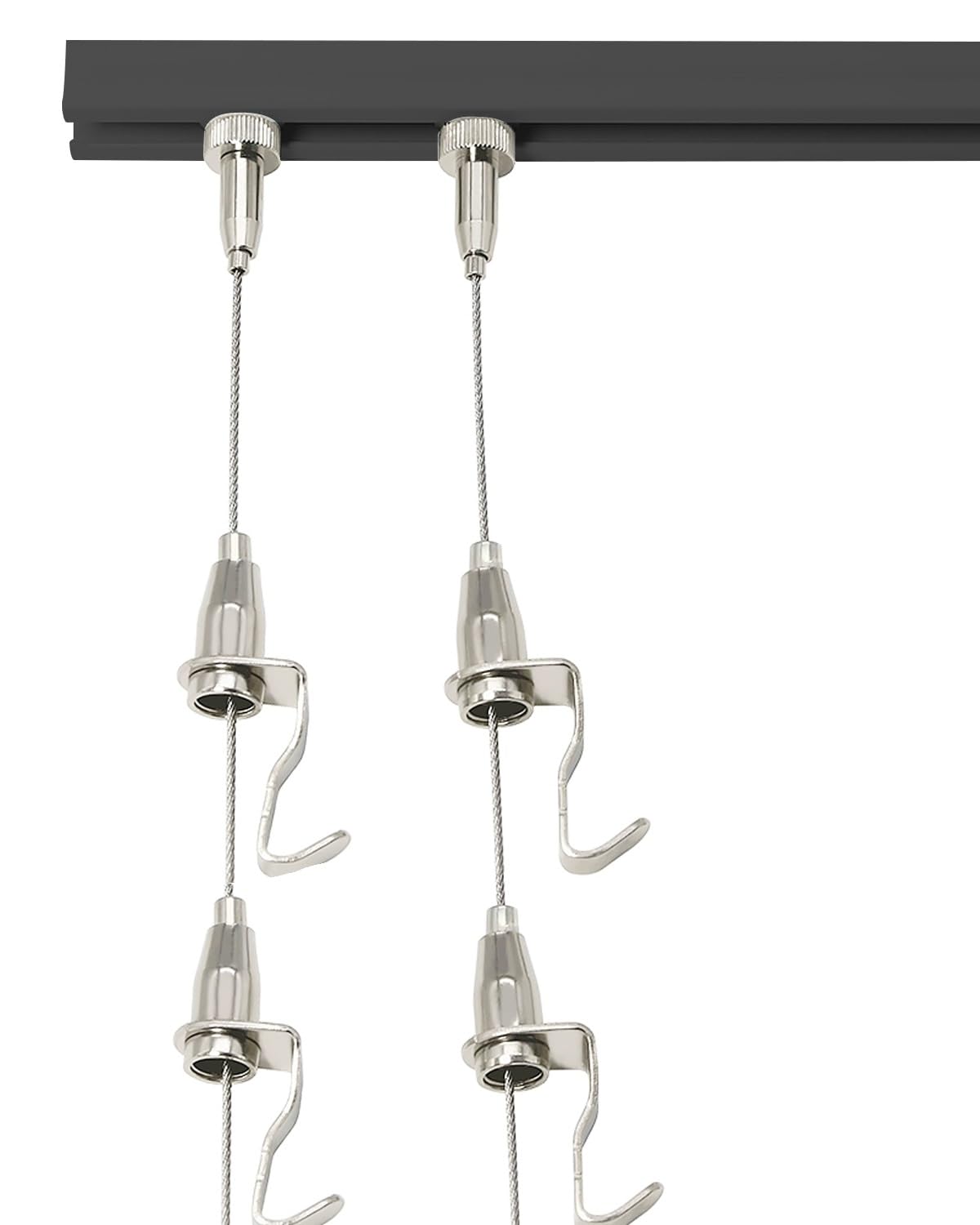 Colgar Cuadros Cables Largos de Acero con 4 Ganchos para Colgar Cuadros, Riel para Exhibir Obras de Arte con Cables Ajustables, Riel Decorativo Vertical para Galerías de Arte(Black,34"/86cm Track)