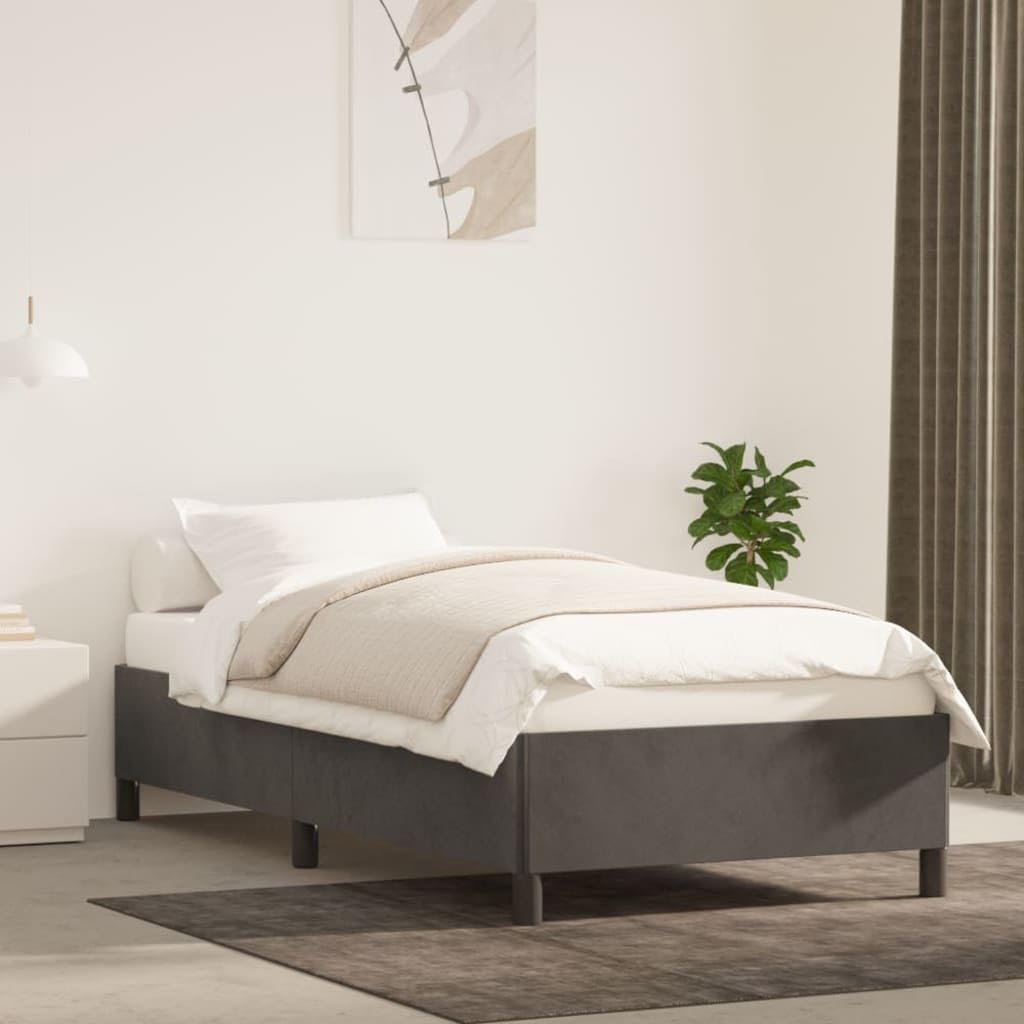 vidaXL Estructura de Cama Individual Somier Tapizado Dormitorio Habitación Muebles Mobiliario Cuarto Descanso de Terciopelo Gris Oscuro 90x200 cm