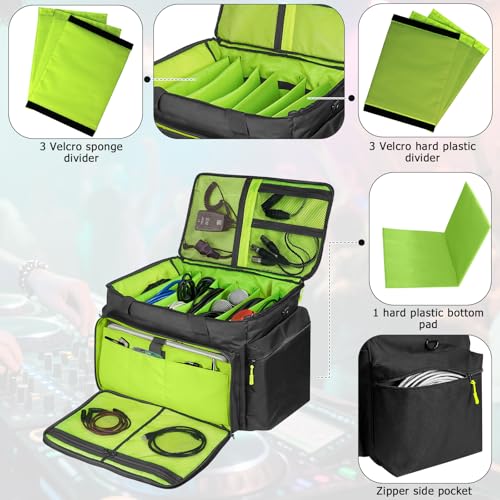 Image of DJ Cable File Bag with Adjustable Dividers, Travel DJ Gig Bag for Cables, Cords, DJ Gear, & Musicians Accessories, for Professional Equipment, 18''Wx14''Dx12.2''H