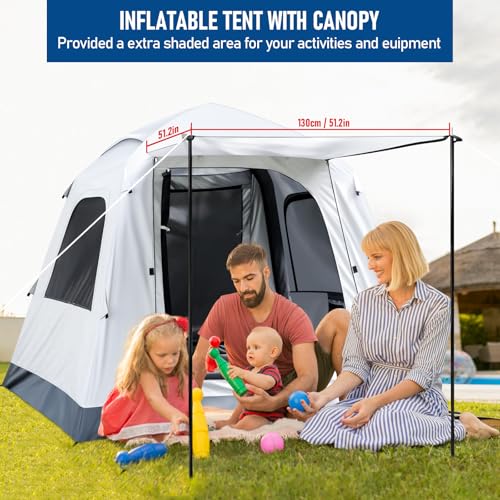 Carpa Inflable Rápida para Camping Nidebur XB374 3-4 Personas, Impermeable, Fácil Montaje, Plata miniatura 2