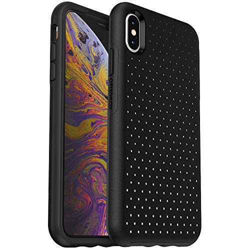 Étui en cuir vegan perforé OtterBox pour iPhone XS Max noir et blanc