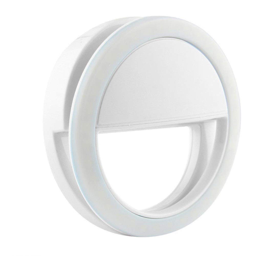Selfie Ring Light Selfie Light, Adjustable Brightness White Selfie Round Light 3-Level Brightness Mini Selfie LED Light for Smart Phones Flashes Lights (Color : White)