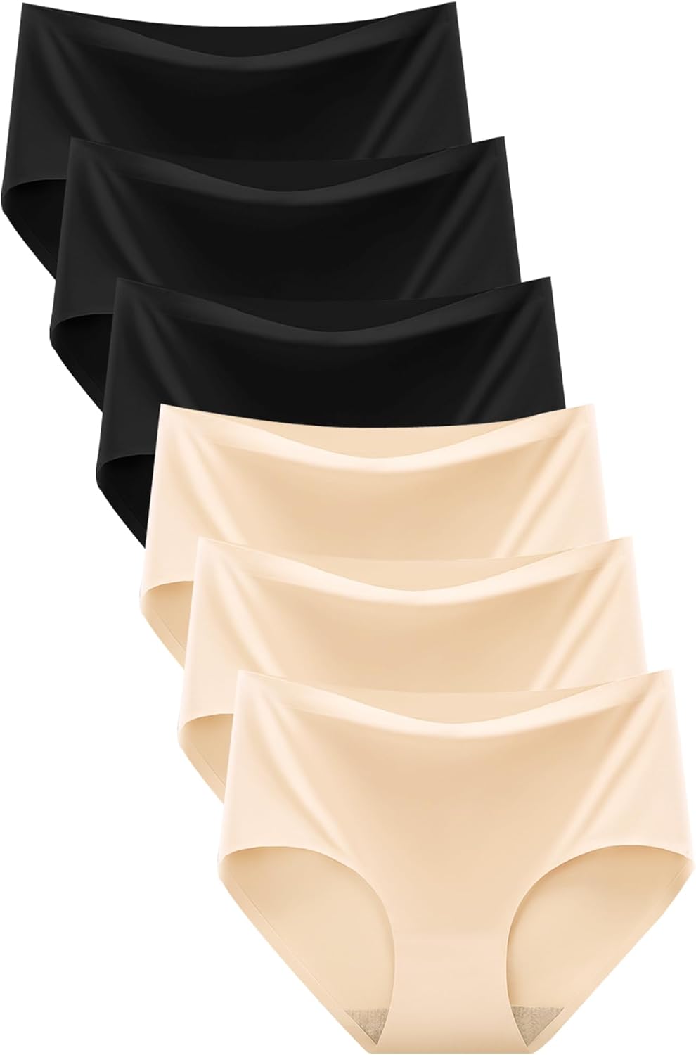 Bolivelan Women's Seamless Bikini Underwear Mid Rise No Show Soft Cheeky Ladies Underwear for Women 6 Pack