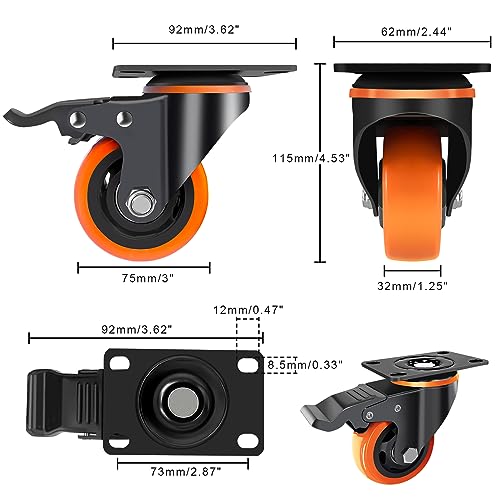 Tayloon A01 3 Inch Casters Set Of 4 Heavy Duty thumb #1