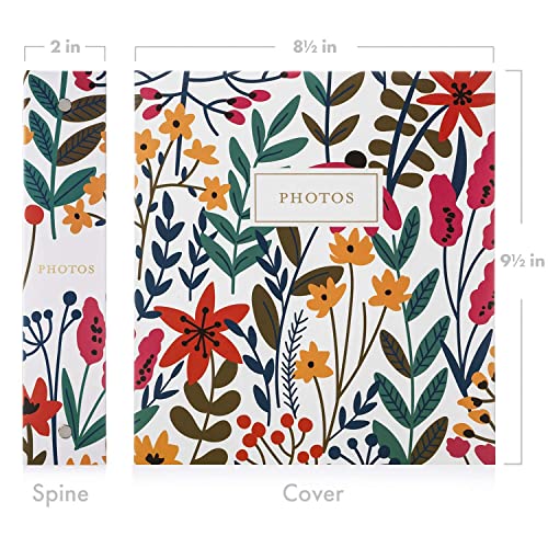 Jot & Mark Photo Album Set - 200 4X6 Photos, Clear Pocket Sleeves, 6 Tab Dividers, 3-Ring Binder 8.5X9.5 (Wildflower Bouquet) #TOP4