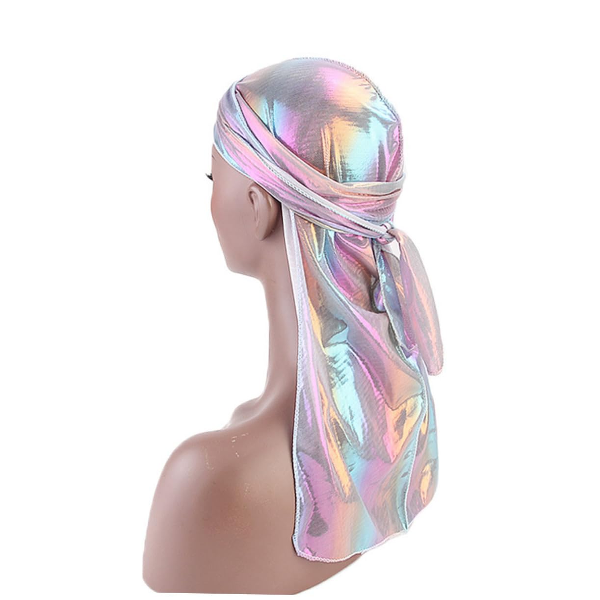 GALPADA 9piezas Turbante De Mujer Diseño Reflectante Seda Simulada De Color Rosa Azul y Dorado Para Uso Casa Aire