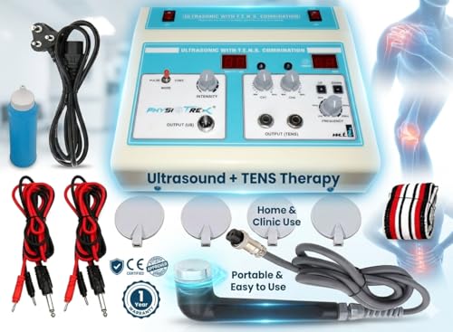 Image of PHYSIOTREX Professional Ultrasound /Ultrasonic with TENS Machine for Physiotherapy - Combination Electrotherapy Pain Relief Device - Durable Metal Body Clinical Grade Ultrasonic & TENS Unit for Home & Clinic - Portable Recovery Equipment with 1 Year Warranty