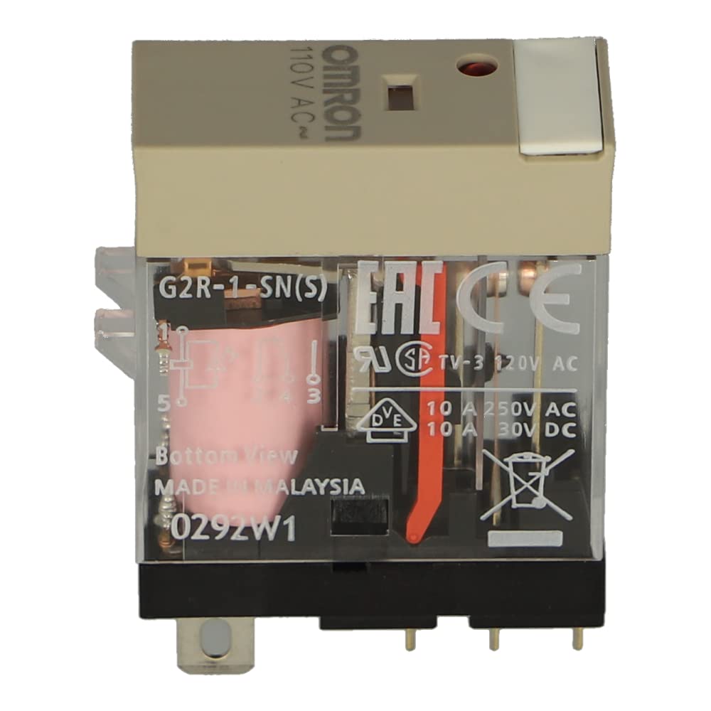 G2R-1-SN 110AC (S) | G2R-1-SN 110AC(S) | 125342 | OMRON Relay, Plug-in, 10A, 110VAC, 5 PIN, SPDT, MECH & LED Indicators, Label Facility