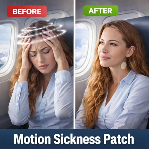 Image of Motion Sickness Patch 36PCS | Scopolamine patches for motion sickness | vomiting patches | Natural Herbal Anti-Nausea & Dizziness Relief Stickers | Waterproof Car, Sea & Air Travel Sickness for Adults & Kids (36 Piece)