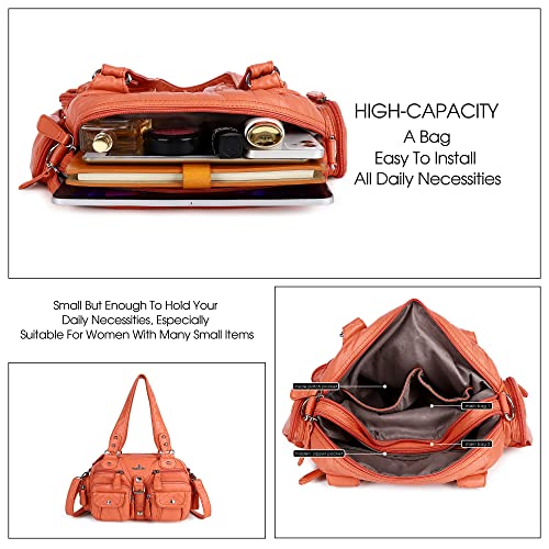 Image of Angel Kiss Hobo Crossbody Purses for Women Shoulder Bag Multipocket Soft Hobo Purses Removable Strap Leather Handbags