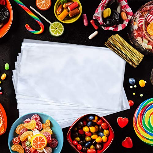 Enenes Cello Treat Bag, 200 PCS Cellophane Goody Bags, Party Favor Bag, Clear Candy Bags, Metallic with Twist Ties for Gift Bakery Cookies Dessert(4X9 Inch，200PCS) - Thumbnail 4