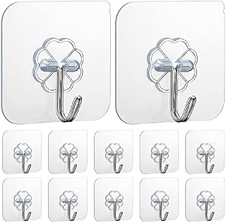 Vebel Hooks (12 pcs)| Self Adhesive Hooks| Wall Hooks for Hanging| Sticky Hooks Extra Strong| Stick on Hooks Heavy Duty| Sticky Hooks for Hanging| Wall Hooks Stick on| Bathroom, Kitchen, Door Hooks