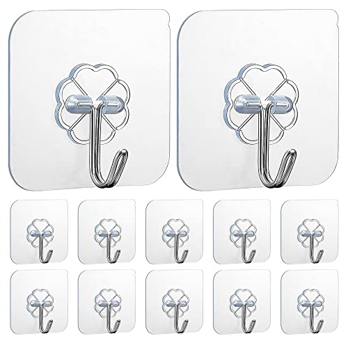 Vebel Hooks (12 pcs)| Self Adhesive| Sticky Extra Strong| Heavy Duty for Hanging| Multipurpose| No Drill| Removeable| Waterproof| Non Damaging| Easy Install| Home Organization| All Surface Hooks