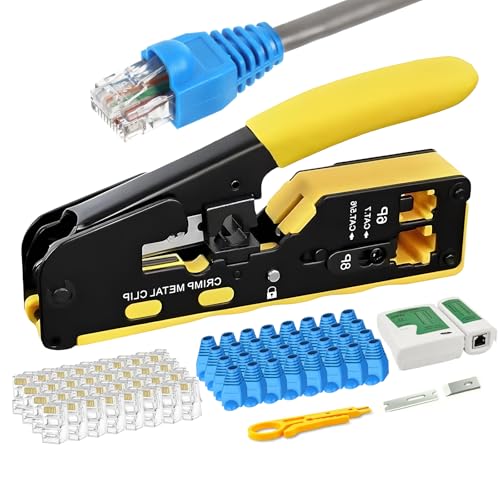 RJ45 crimpzange set Netzwerk Werkzeug,Crimpzange RJ45 Presszange für Netzwerkstecker