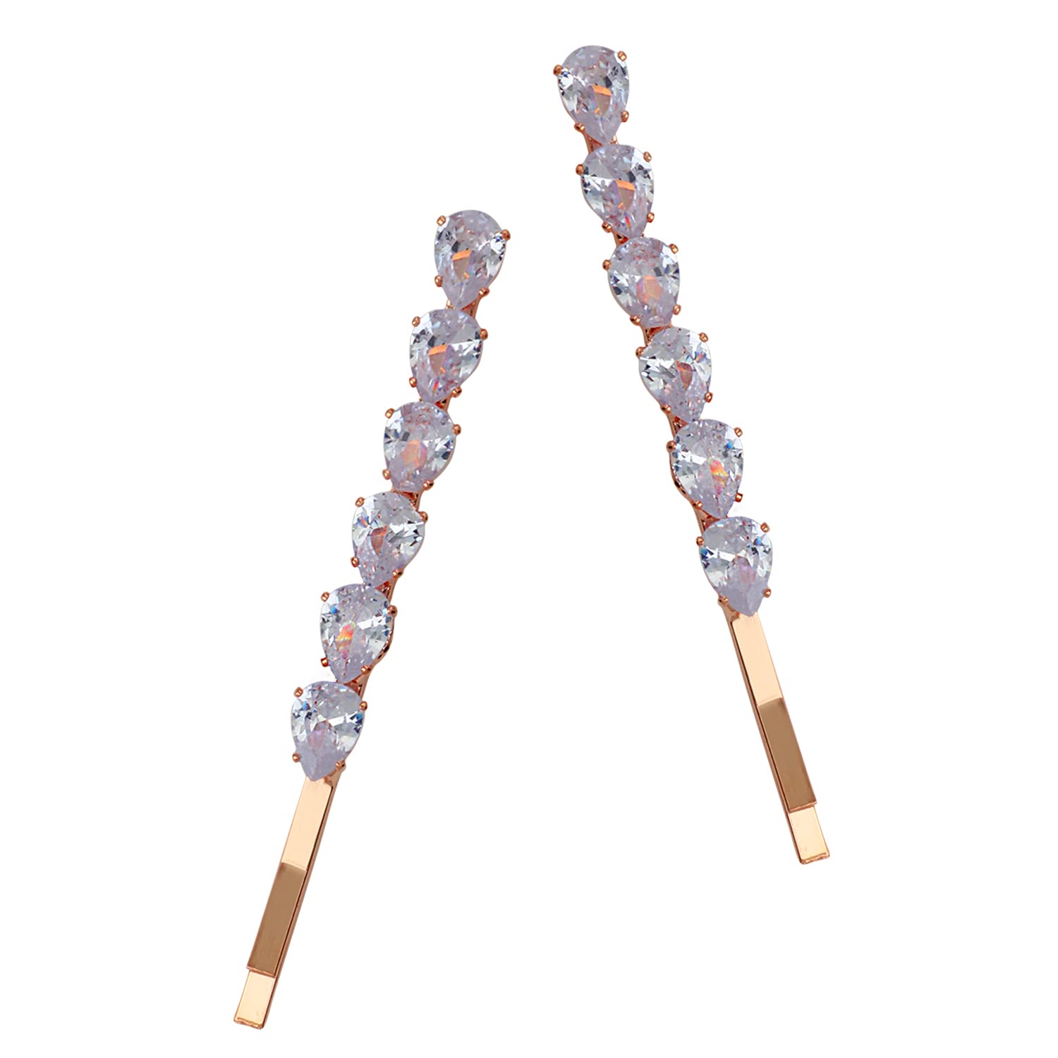 Adorn Rose Gold Plated Set of 2 Tic Tac Hair Claps/Hair Pins with Cubic Zirconia for Women Girls (HCR-02) (B0BTVZ24TZ) Amazon Price History, Amazon Price Tracker