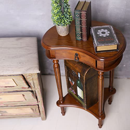 Table basse bois massif étagère rangement pour salon et entrée étroite - 8