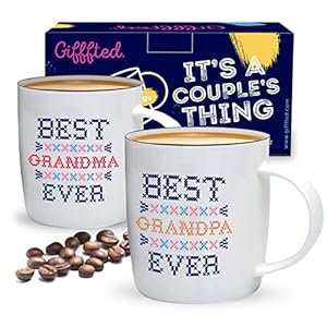Triple Gifffted Grandpa and Grandma Gifts From Grandkids – Best Ever Grandparents Coffee Mugs, Gift Idea on Christmas…