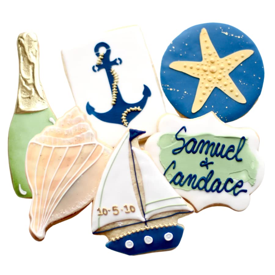 ½ Dz. Sailboat Wedding Cookie Set! Home is where the Anchor drops! Nautical, Birthday, Marriage, Rehearsal, Party Favors!