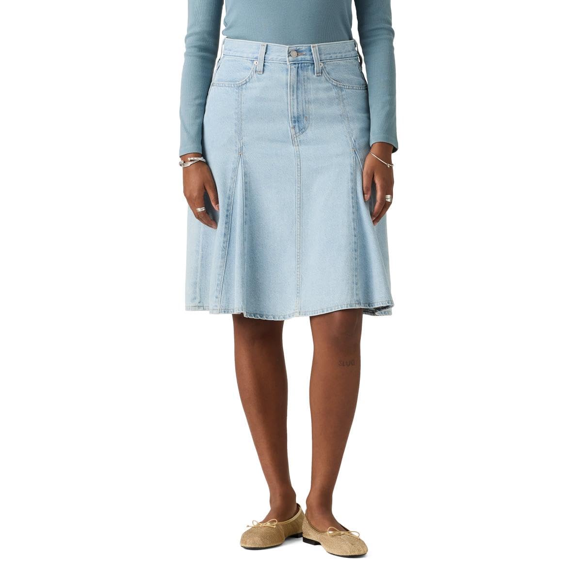 Godet Knee Length Skirt of Course Stone