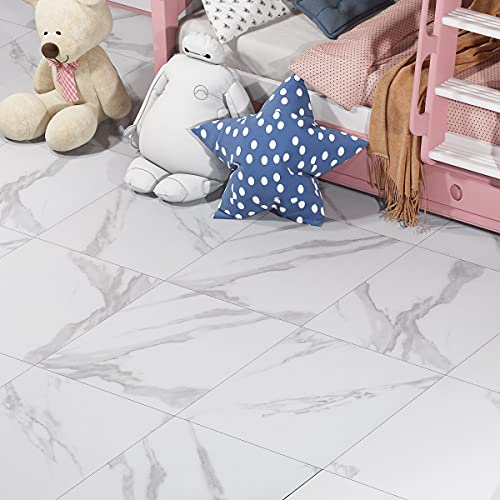 Livelynine 32-Pack Grey And White Flooring Peel And Stick Floor Tile Waterproof Marble Vinyl Floor Tiles Bathroom Kitchen Living Room Bedroom Laminate Flooring Stick On Floor Covering Linoleum 12X12 Inch thumb #2