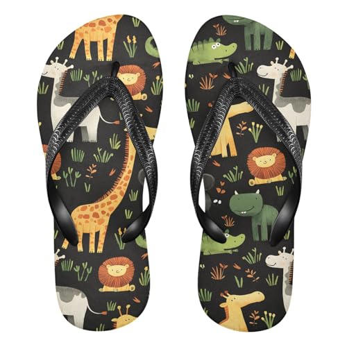 ALAZA Cute Cartoon Animal Flip Flops for Women Fashion Beach Slippers Comfort Mens Flip Flops Non-Slip Rubber Shower Slippers Sandal for Hotel Travel Sport,XS