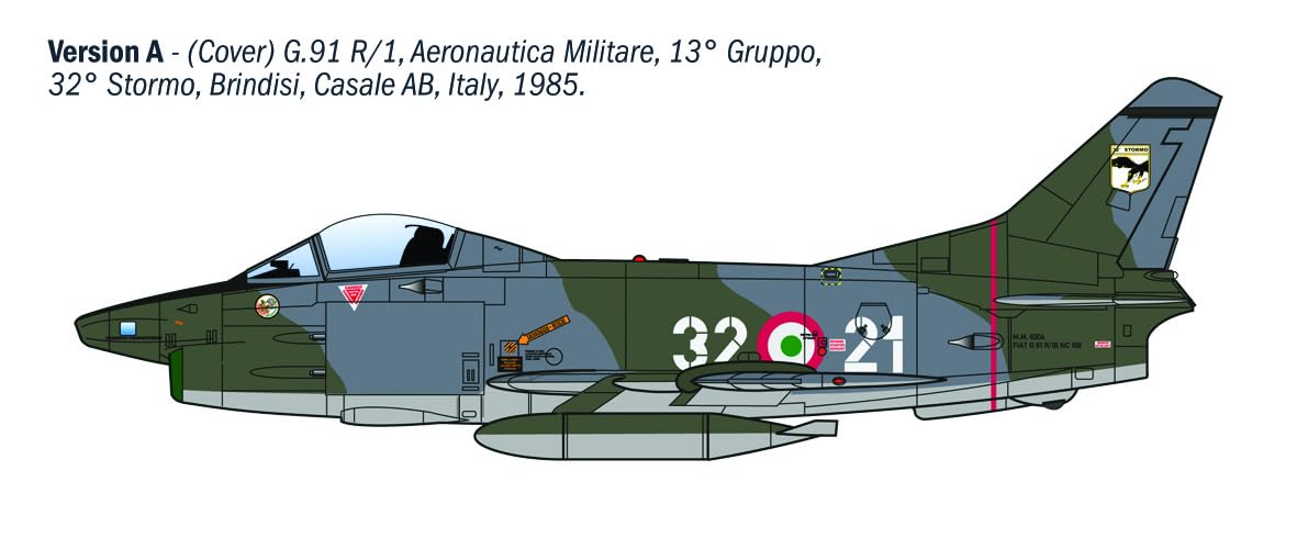 Italeri 92645 FIAT G.91 R, scala 1:48, Plastic Model Kit/Modello in plastica da montare