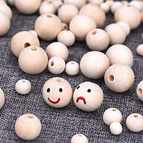 Houten Kralen Set, 500 Stuks Natuurlijke Ronde Houten Losse Kralen, Craft Wood Spacer kralen Stukken, 5 Maten, Met Gat… - Image 8