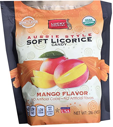 Lucky Country Aussie Style Soft Licorice Candy, 2 Pound - USDA ORGANIC (Mango)