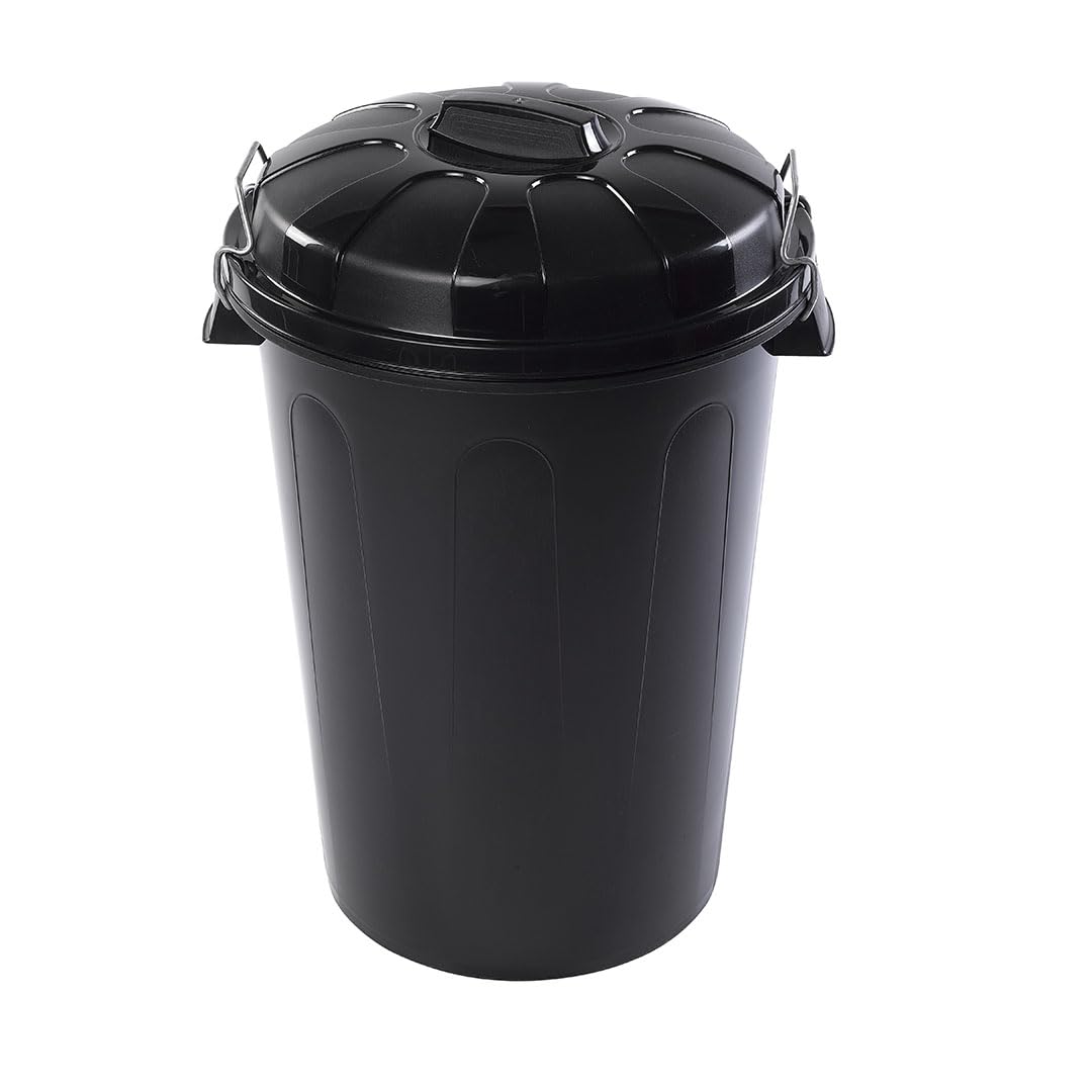 DRW Cubo Basura Comunidad con Tapa Negro de 100 litros 54x50x76 cm