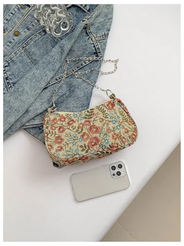Image of Verdusa Women's Floral Print Shoulder Bags Casual Underarm Purses with Chain Strap