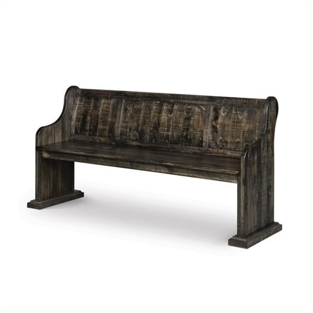 Beaumont Lane Wood Dining Bench, 67.75 in Wide, Pine Solids, Deep Weathered Pine Finish, Traditional Cottage Chic Style, Kitchen or Dining Room Seating, Sturdy Construction, Multi-Step Finish Process