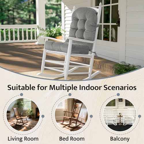 Image of mudilun Adirondack Chair Cushion 44x19x4in for Indoor Rocking Chair Pads | High-resilience foam particles,Thick Tufted, Anti-Slip with Ties,Fits most high back indoor Adirondack & rocking chair Pads