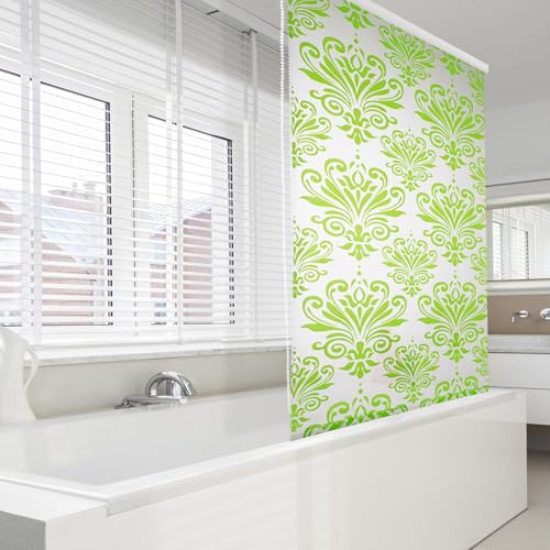Floordirekt Duschrollo - Duschvorhang mit Seitenzug - stufenlos verstellbar - wasserdicht & schnelltrocknend - inkl. Befestigungsmaterial - Verschiedene Designs erhältlich (Damask, 240 x 100 cm)