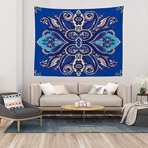Shrahala Mandala Blue Wall Tapestry Cover