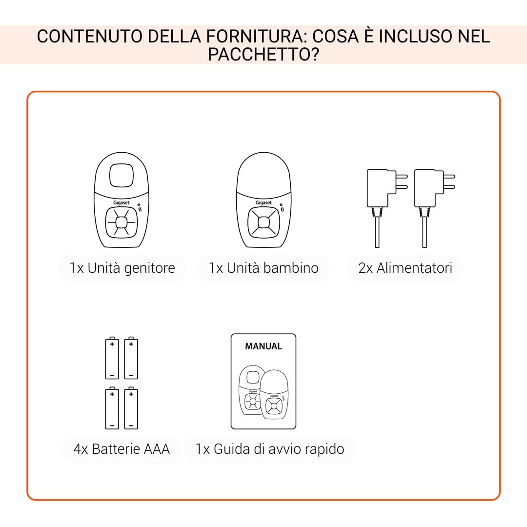 Gigaset BABY 100 Audio Baby Monitor DECT 300m Luce notturna Grigio caldo