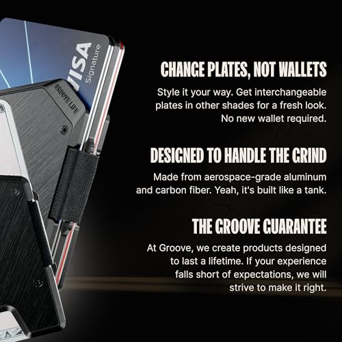 Groove Life Groove Wallet Stealth Black - Men's Minimalist Slim Aluminum Credit Card Holder with Hidden Cash Tray, RFID Blocking4