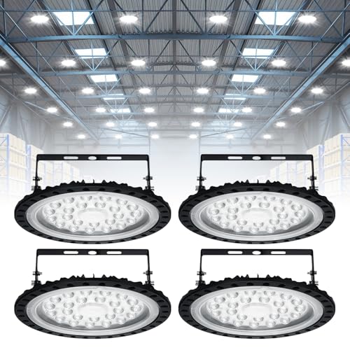 Projecteur LED 10000LM Haute Luminosité UFO 100W Étanche IP65 Éclairage Atelier Pack de 4