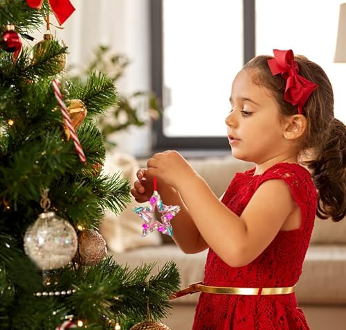 Waahome Iridescent Star Christmas Ornaments Metal Hanging Star Keepsake Christmas Tree Ornaments Decorations thumb #2