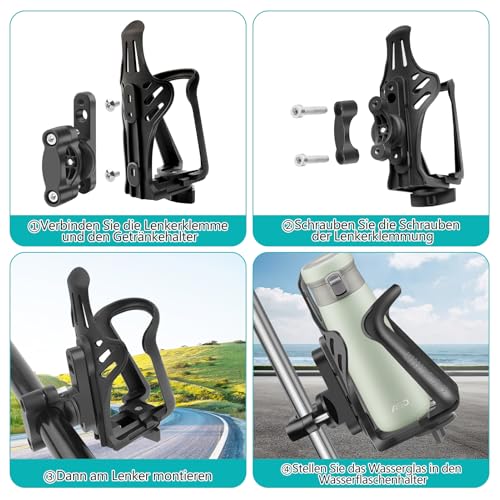 Pmeiduo Bicycle Drink Holder Bottle Holder for Frame and Handlebar Black, Plastic, Aluminum Alloy - Image 4