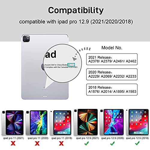 Timecity Ipad Pro 12.9 Case 2018/2020/ 2021/2022 For Lively And Active Users, Protection Cover With Screen Protector, Stand, Handle, Strap Case For Ipad 12.9 Inch 3Rd/ 4Th/ 5Th/ 6Th Gen - Black #TOP1