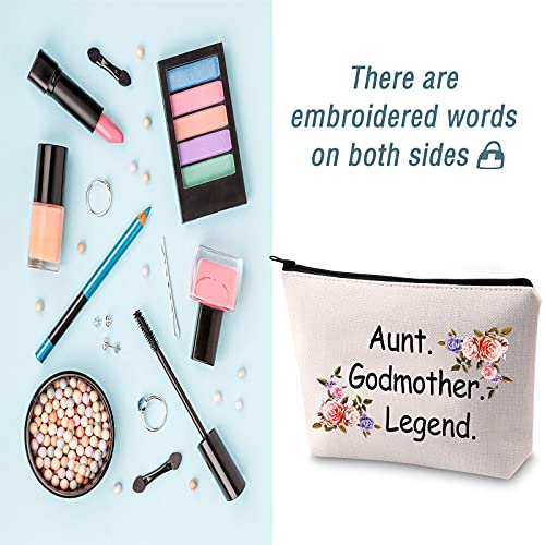 LEVLO Godmother Aunt Makeup Bags Godmother Gifts Aunt Godmother Legend from Godchild Baptism Christening Gift, Aunt Godmother Legend - Image 4