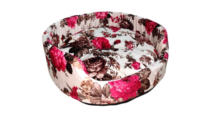 Image of XX-Large Size Dog and Cat Bed Round Shape Holland Fabric Ultrasoft Micro Fiber Filling for Extra Comfert Multi-Color Machine Washable Anti Skid Base Pet Bed