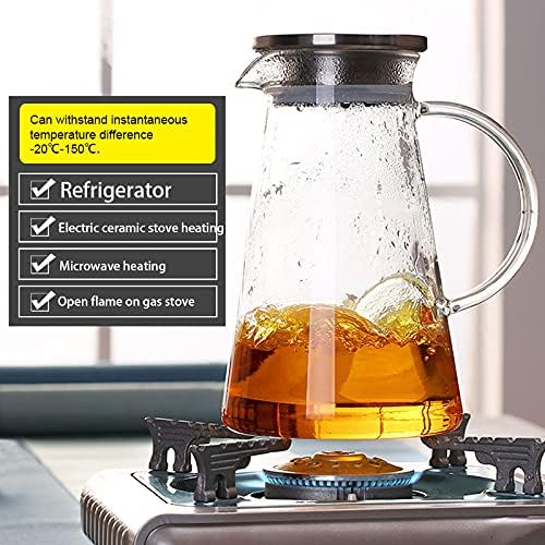 Image of VAGHASIYA Borosilicate Glass Water jug with Stainless Steel lid, for Juice Water iced Tea Pitcher Tea Carafe hot Glass Pitcher and Sun Tea jar, 1800ml (1800 ml)