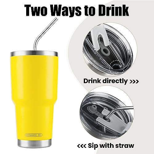Image of D.S 30oz Yellow Tumbler Double Wall Vacuum Insulated Travel Coffee Mug