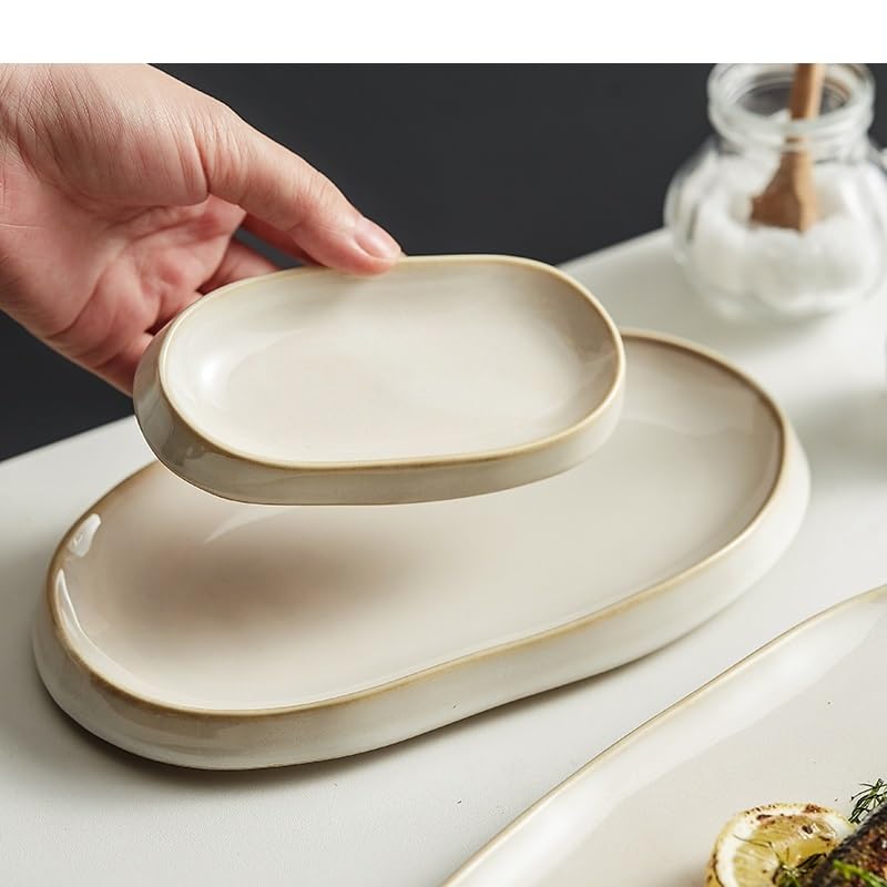 Talerz na przekąski Pojemniki na przekąski Kreatywna owalna zastawa stołowa Ceramiczny talerz do sushi i steków Prosty talerz do jadalni Talerz na przekąski i desery Talerzyki na desery Talerz na prz