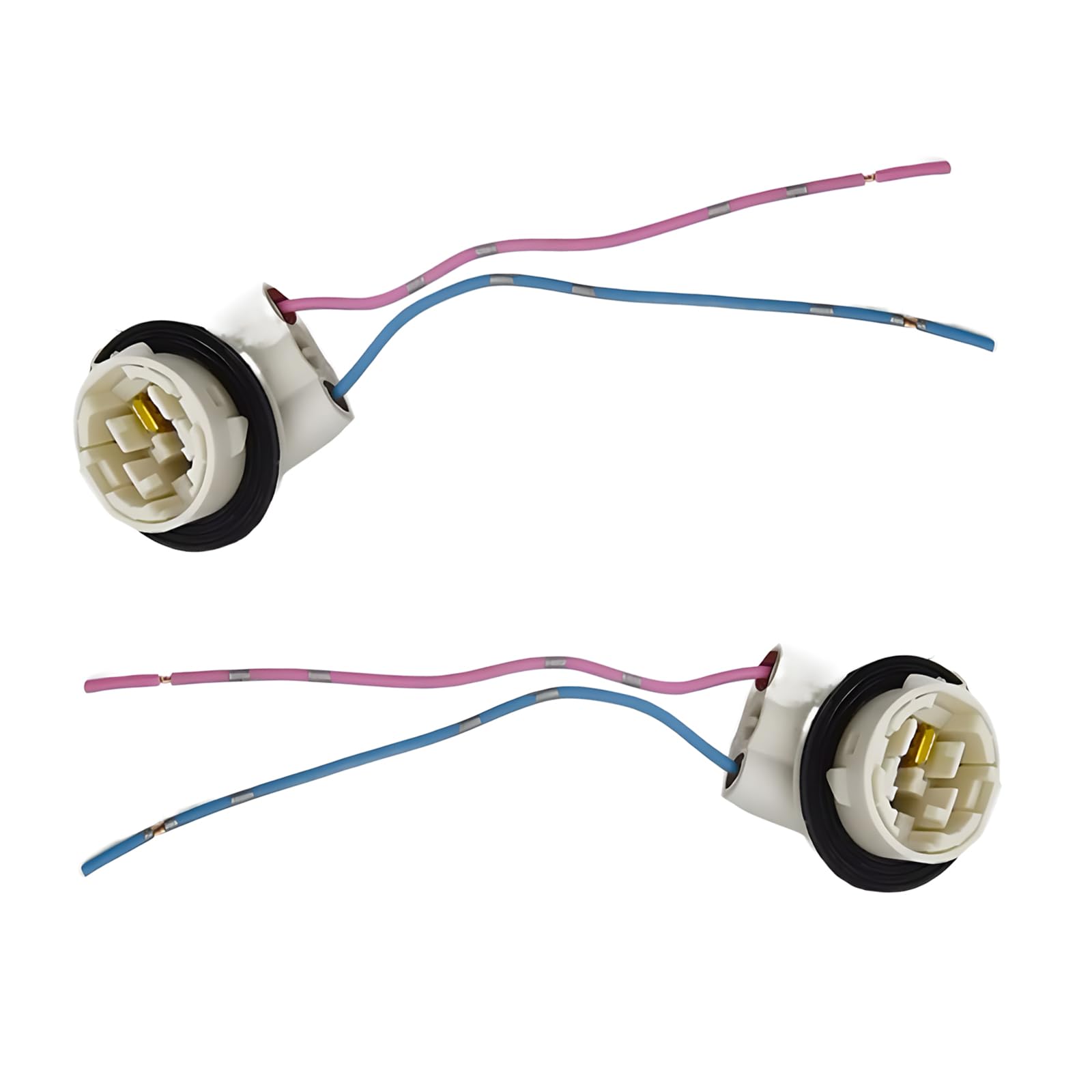 Slykew 2 PCS Car Brake Light Socket Replacements, Waterproof Soft Automotive Turn Signal Light Socket, Universal Vehicle Daytime Running Light Wire Harness Pigtail (Multicolored #3156A/3156)