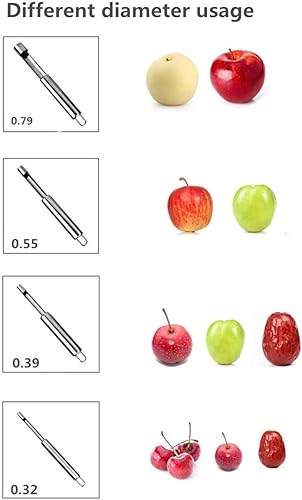 Miniatura 2 de Juego de 4 descorazonadores y descorazonadores multifunción, herramienta de extracción de núcleo de acero inoxidable para manzana, pera, cereza,