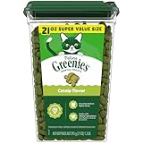 Greenies Cat Treats, Feline Veterinarian-Recommended Adult Natural Dental Treats, Catnip Flavor, 21 oz. Tub