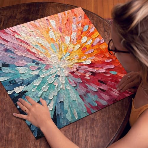 Image of iDream 1000 Pieces Jigsaw Puzzle - Artistic 3D Design, Colorful Wall Decor, Challenging Puzzle Gift for Friends & Family (Color Explosion)