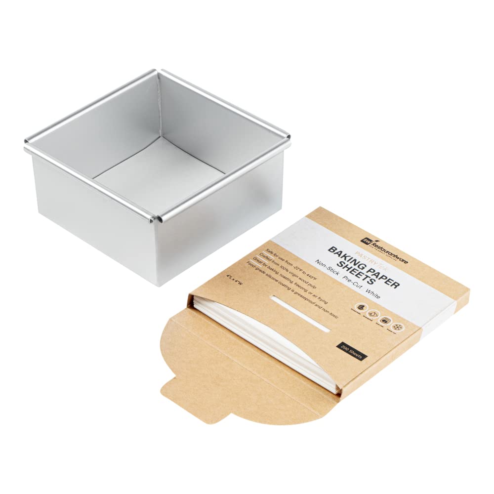 Pastry Tek - Hoja de papel para hornear de papel blanco, precortada, recubierta de silicona, 4 x 4 pulgadas, caja de 1000 unidades